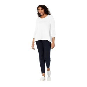 Daily Rituals Womens White Round Neck Long Sleeve Casual T Shirt Size Small